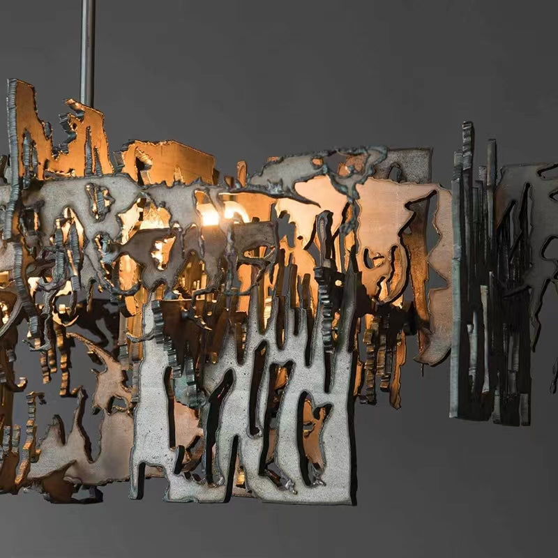 Oversize Post-modern Avant Art Irregular Metal Piece Chandelier for Living/Dining Room/Kitchen Island