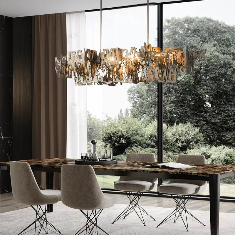 Oversize Post-modern Avant Art Irregular Metal Piece Chandelier for Living/Dining Room/Kitchen Island