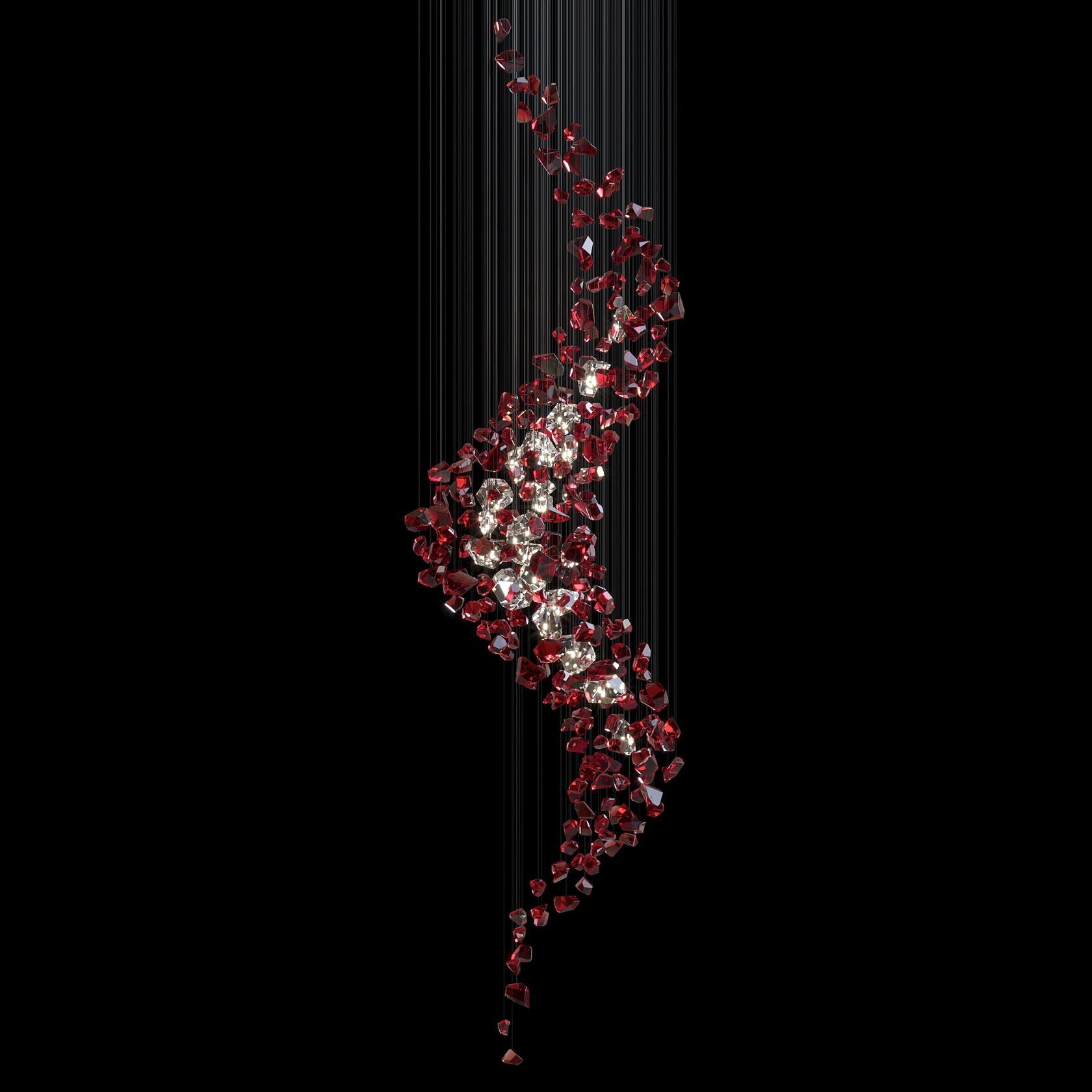 Crimson Crystal Scatter Chandelier