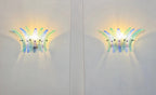 Murano Wall Lamp | 9 Blue Turquoise Palmette Glass | Set of 2