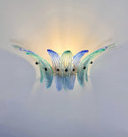 Murano Wall Lamp | 9 Blue Turquoise Palmette Glass | Set of 2
