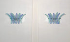 Murano Wall Lamp | 9 Blue Turquoise Palmette Glass | Set of 2