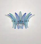 Murano Wall Lamp | 9 Blue Turquoise Palmette Glass | Set of 2