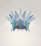 Murano Wall Lamp | 9 Blue Turquoise Palmette Glass | Set of 2