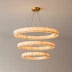 Olyra 3-Tier Round Alabaster Chandelier by Bling Lighting Studio