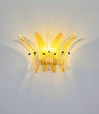 Murano Wall Lamp | 9 Clear Yellow Palmette Glass | Set of 2