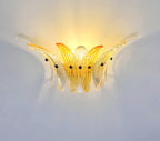 Murano Wall Lamp | 9 Clear Yellow Palmette Glass | Set of 2