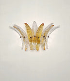 Murano Wall Lamp | 9 Clear Yellow Palmette Glass | Set of 2