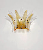 Murano Wall Lamp | 9 Clear Yellow Palmette Glass | Set of 2