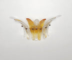 Murano Wall Lamp | 9 Clear Yellow Palmette Glass | Set of 2