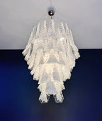 Murano Chandelier | 52 Clear White Lattimo Necktie detail by Bling Lighting Studio