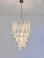 Murano Chandelier | 52 Clear White Lattimo Necktie detail by Bling Lighting Studio