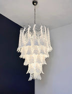 Murano Chandelier | 52 Clear White Lattimo Necktie detail by Bling Lighting Studio