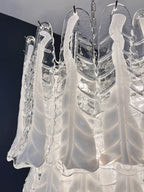 Murano Chandelier | 52 Clear White Lattimo Necktie detail by Bling Lighting Studio