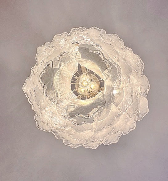 Murano Chandelier | 52 Clear White Lattimo Necktie detail by Bling Lighting Studio