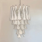 Murano Chandelier | 52 Clear White Lattimo Necktie detail by Bling Lighting Studio