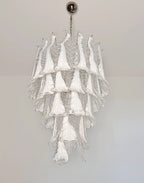 Murano Chandelier | 52 Clear White Lattimo Necktie by Bling Lighting Studio