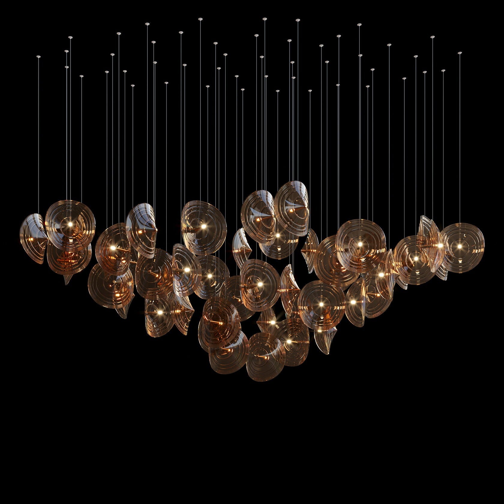 Clear Ripple Disc Cluster Chandelier