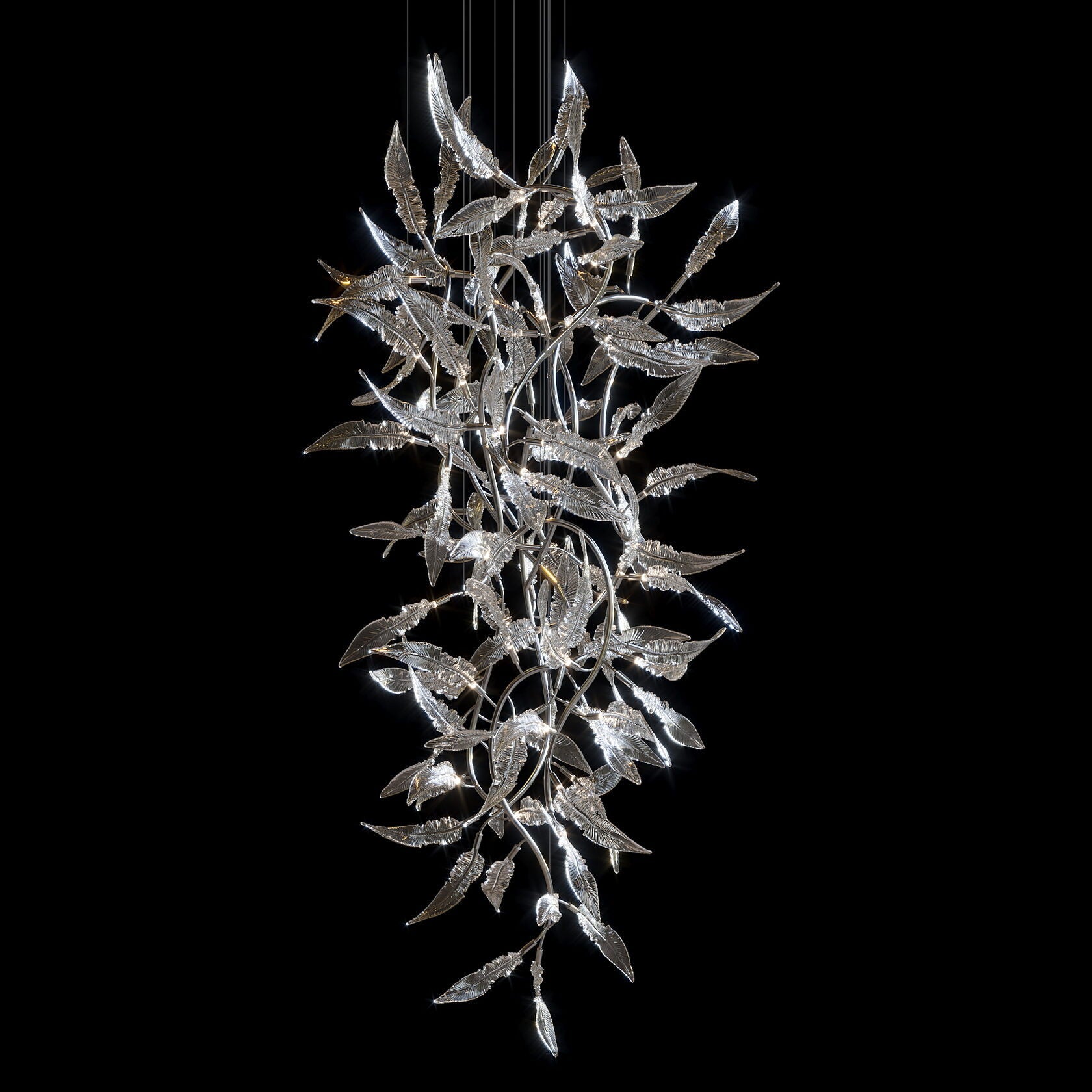 Pink Silver Leaf Vine Chandelier