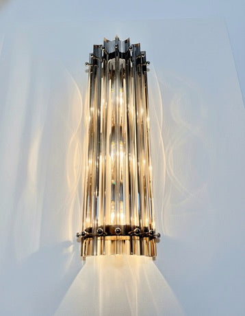 Murano Wall Lamp | 7 Clear Smoked Prism Glass | Set of 2