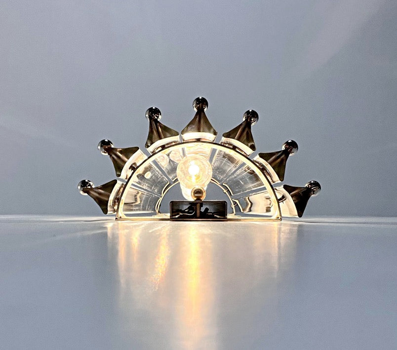 Murano Wall Lamp | 7 Clear Smoked Prism Glass | Set of 2