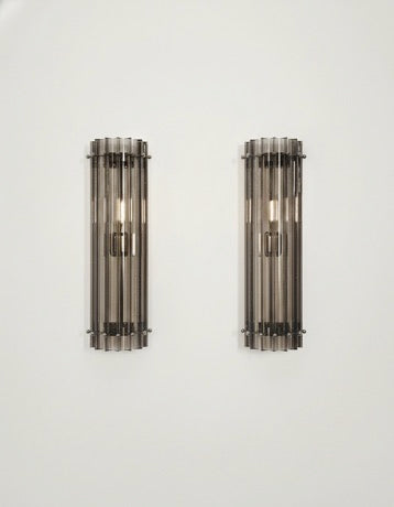 Murano Wall Lamp | 7 Clear Smoked Prism Glass | Set of 2