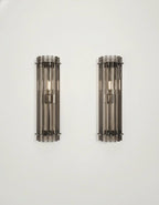 Murano Wall Lamp | 7 Clear Smoked Prism Glass | Set of 2