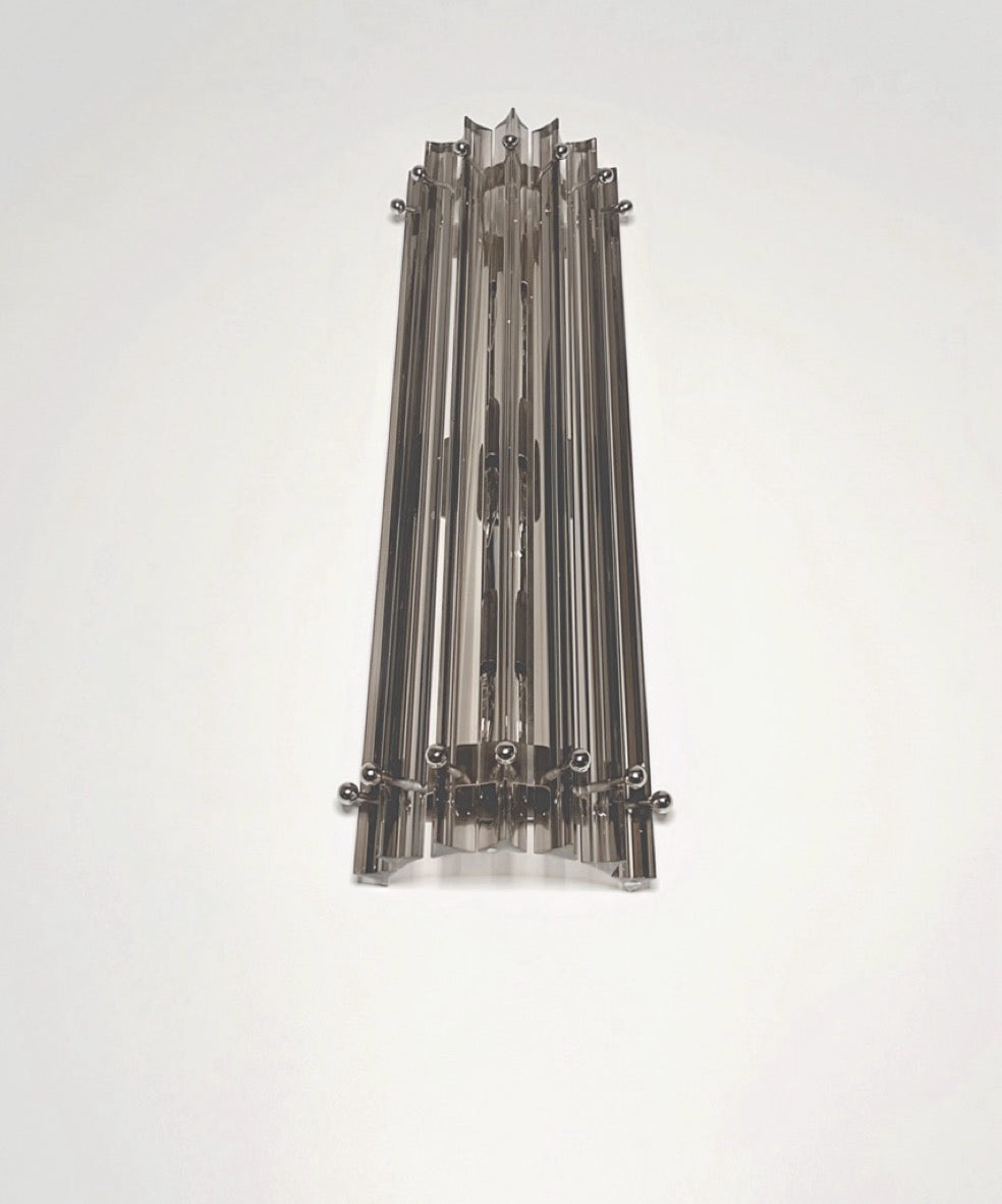 Murano Wall Lamp | 7 Clear Smoked Prism Glass | Set of 2