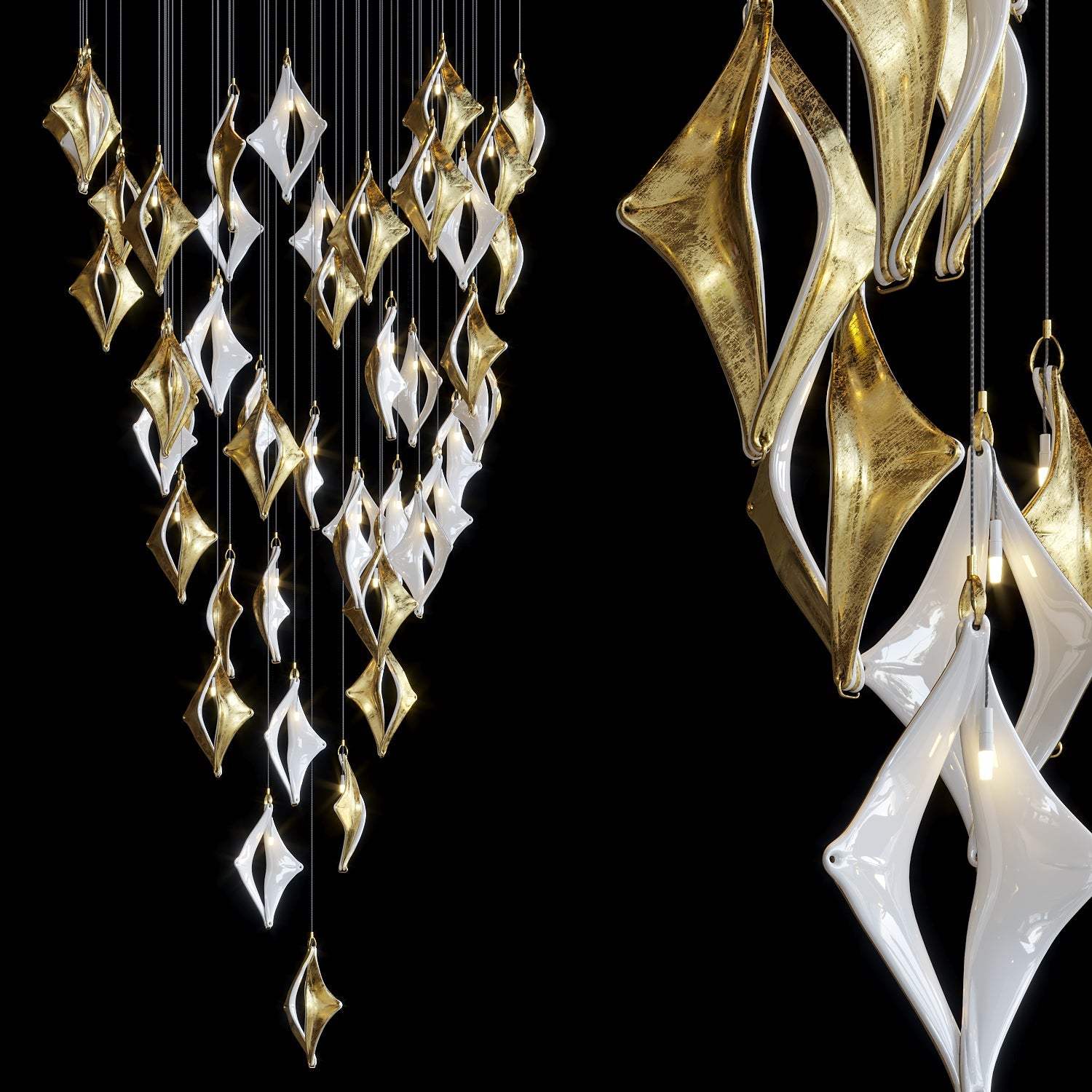 Black Gold Diamond Cascade Chandelier