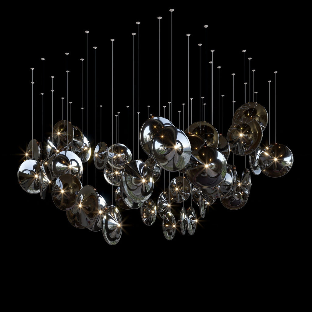 Smoke Glass Disc Cluster Chandelier