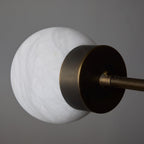 Brass and Alabaster Globes Asymmetrical Line Chandelier