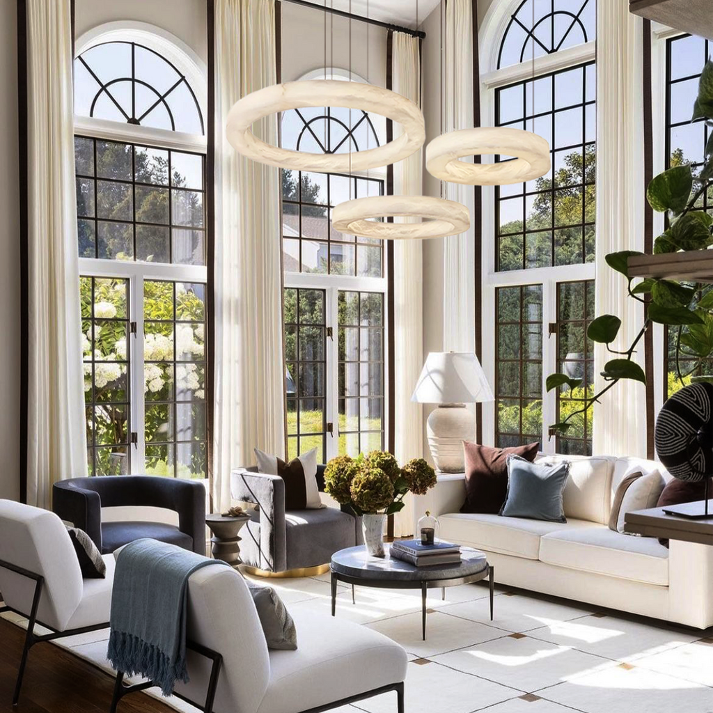Glacera Alabaster Round Chandelier 19'' 27'' 36'' 60''D by Bling Lighting Studio