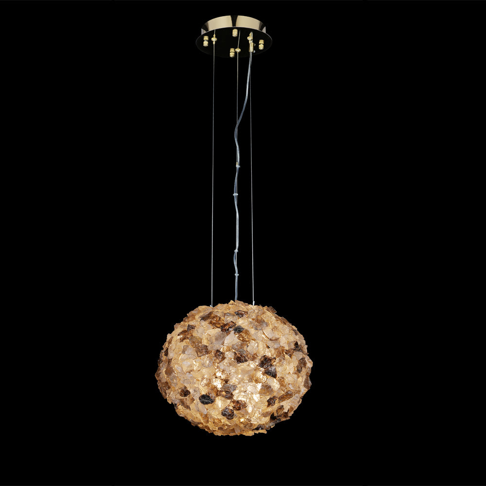 Modern Clear & Smoky Rock Crystal Ball Pendant Light by Bling Lighting Studio