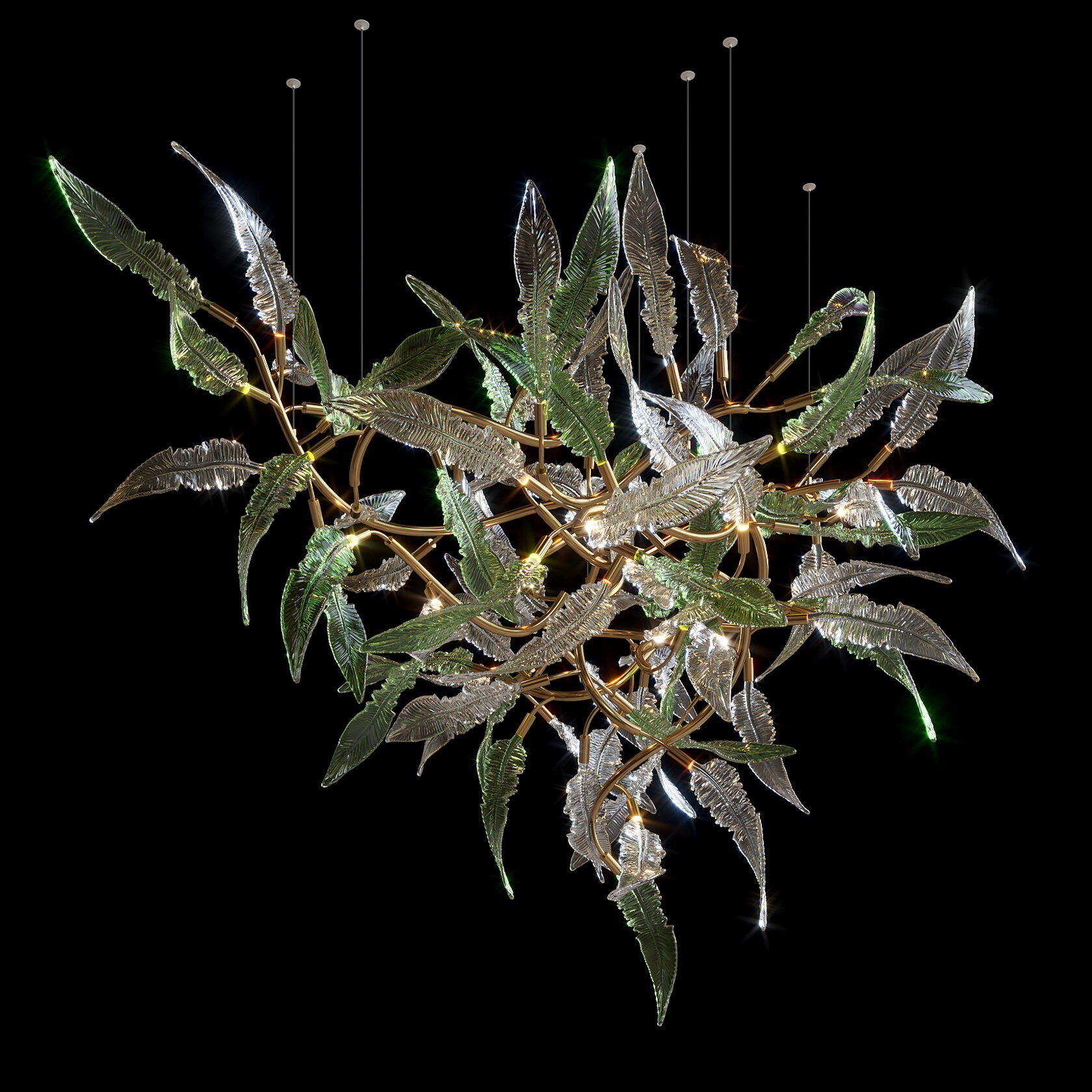 Pink Silver Leaf Vine Chandelier