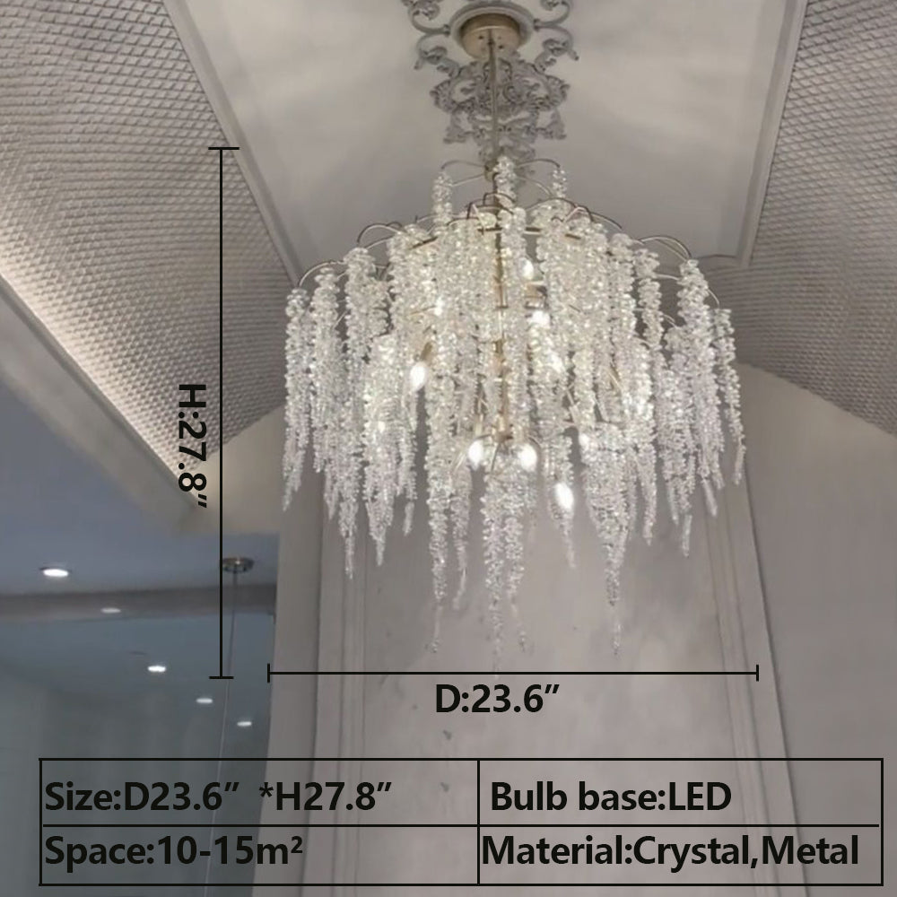 Light Luxury Silver Flower Branch Chandelier with Icicle Details by Bling Lighting Studio