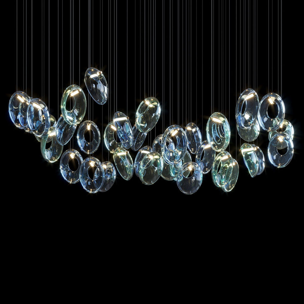 Blue Glass Ring Cluster Chandelier