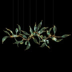 Green Glass Leaf Vine Chandelier