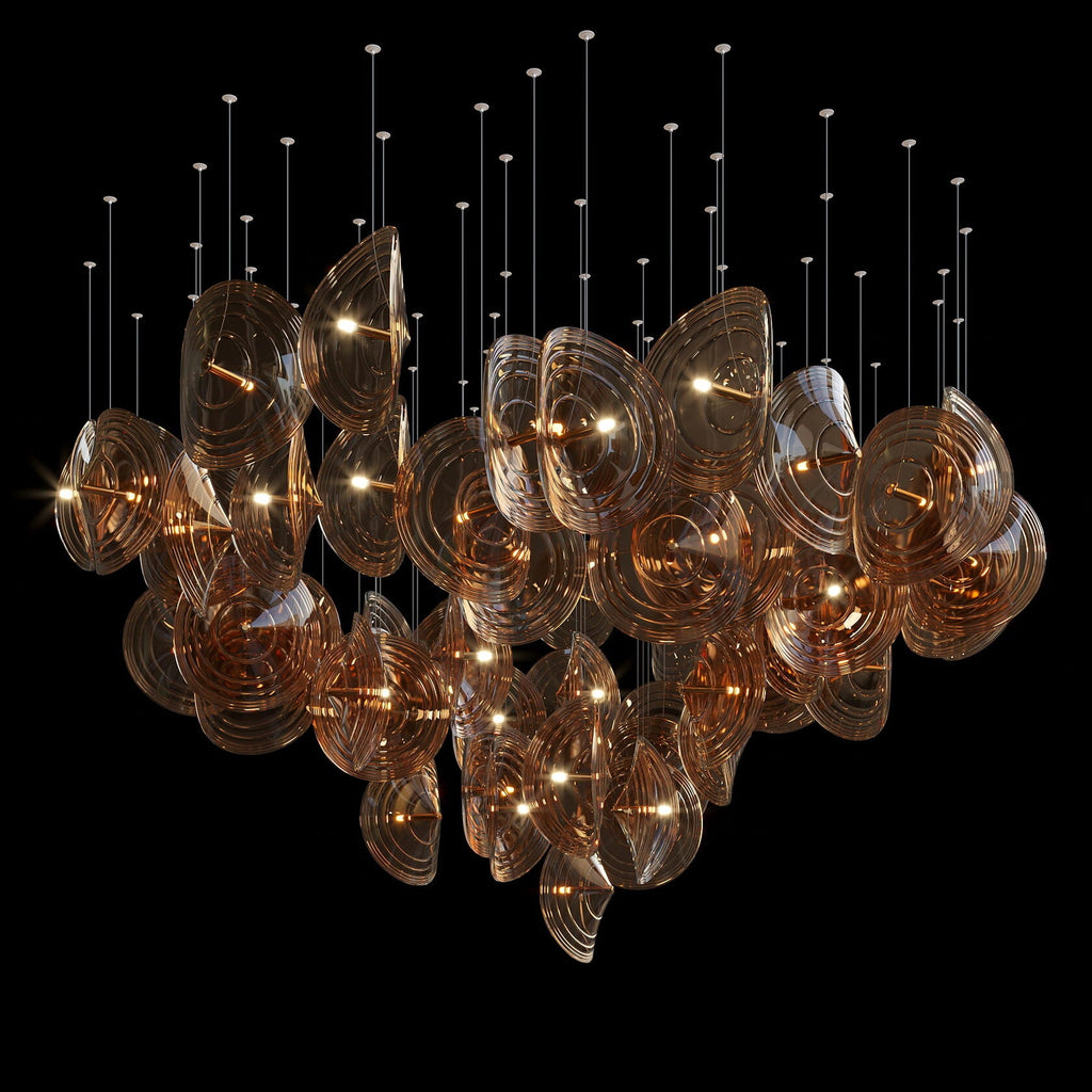 Clear Ripple Disc Cluster Chandelier
