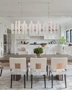 Large Alabaster Rectangular Chandelier Wide 40“ 45” with Chrome Frame for dining room