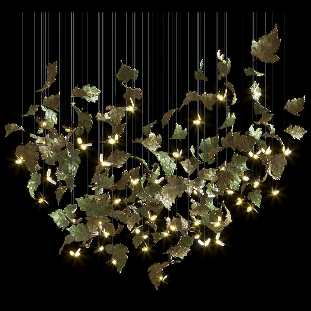 Smoke Amber Flame Rain Chandelier