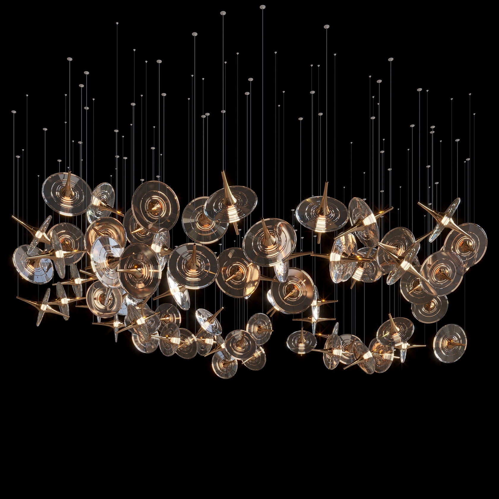 Smoke Disc Orbit Chandelier