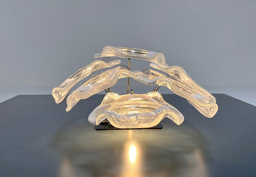 Murano Wall Lamp | 6 White Crostoli Glass | Set of 2