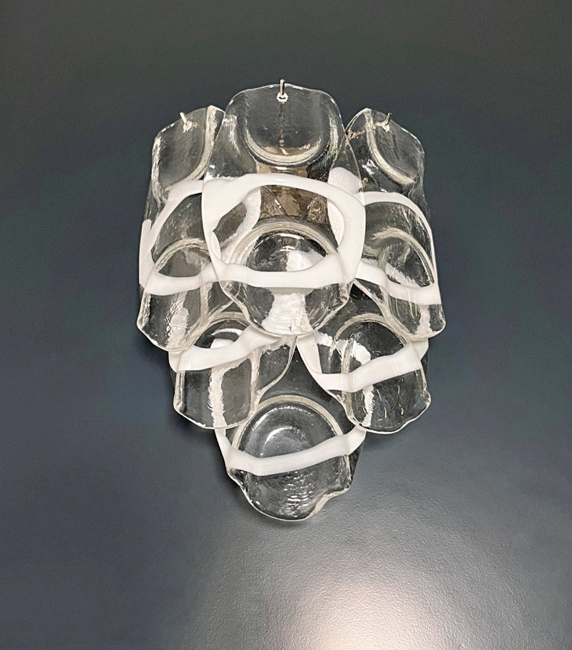 Murano Wall Lamp | 6 White Crostoli Glass | Set of 2