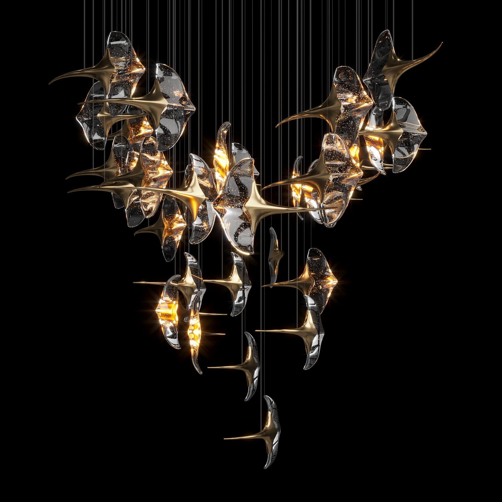 Clear Manta Cluster Chandelier