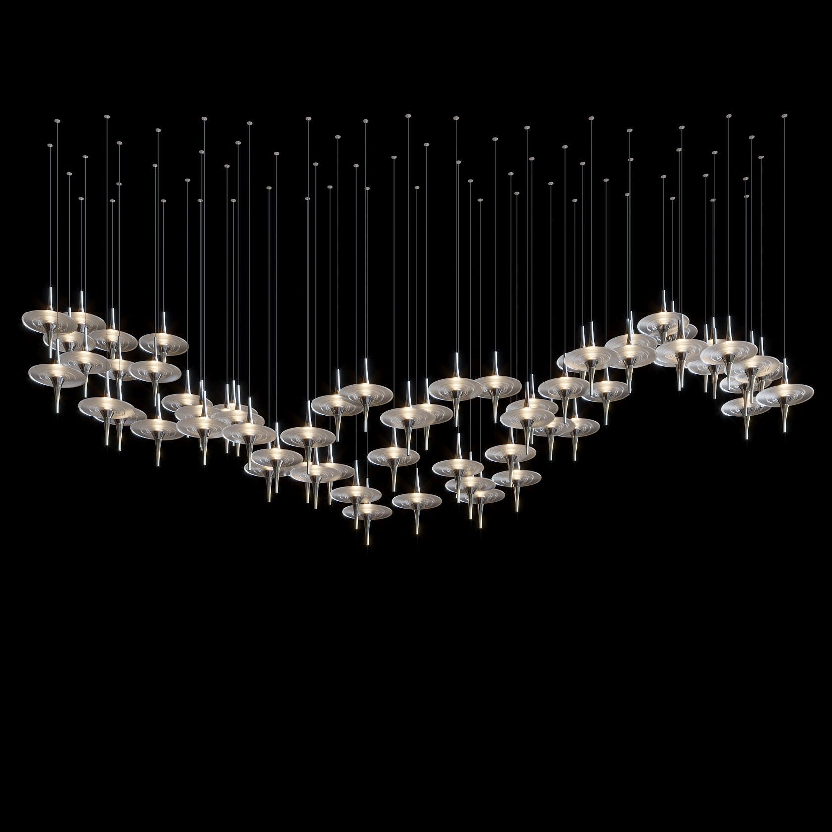 Ivory Saucer Orbit Chandelier