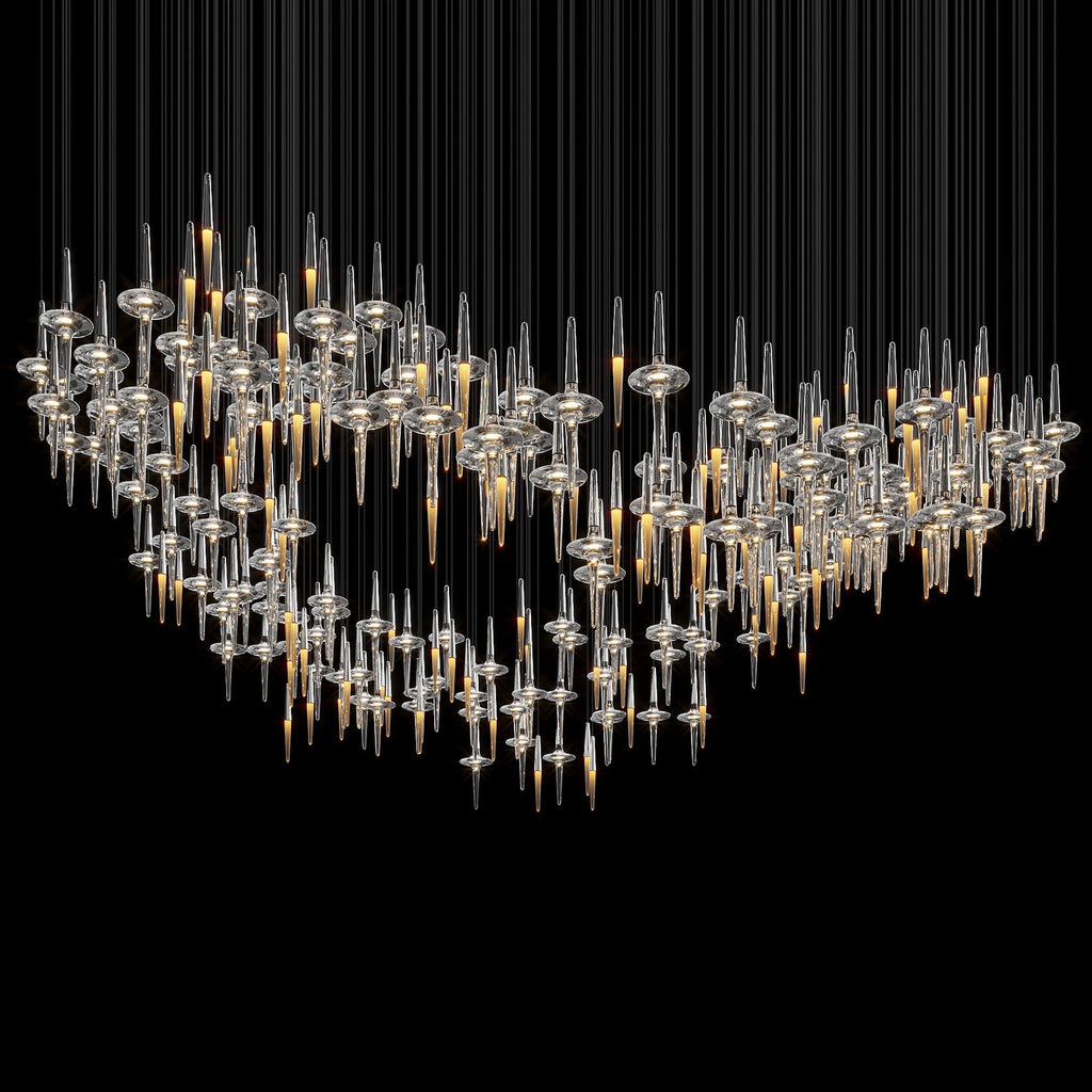 Crystal Icicle Saucer Chandelier