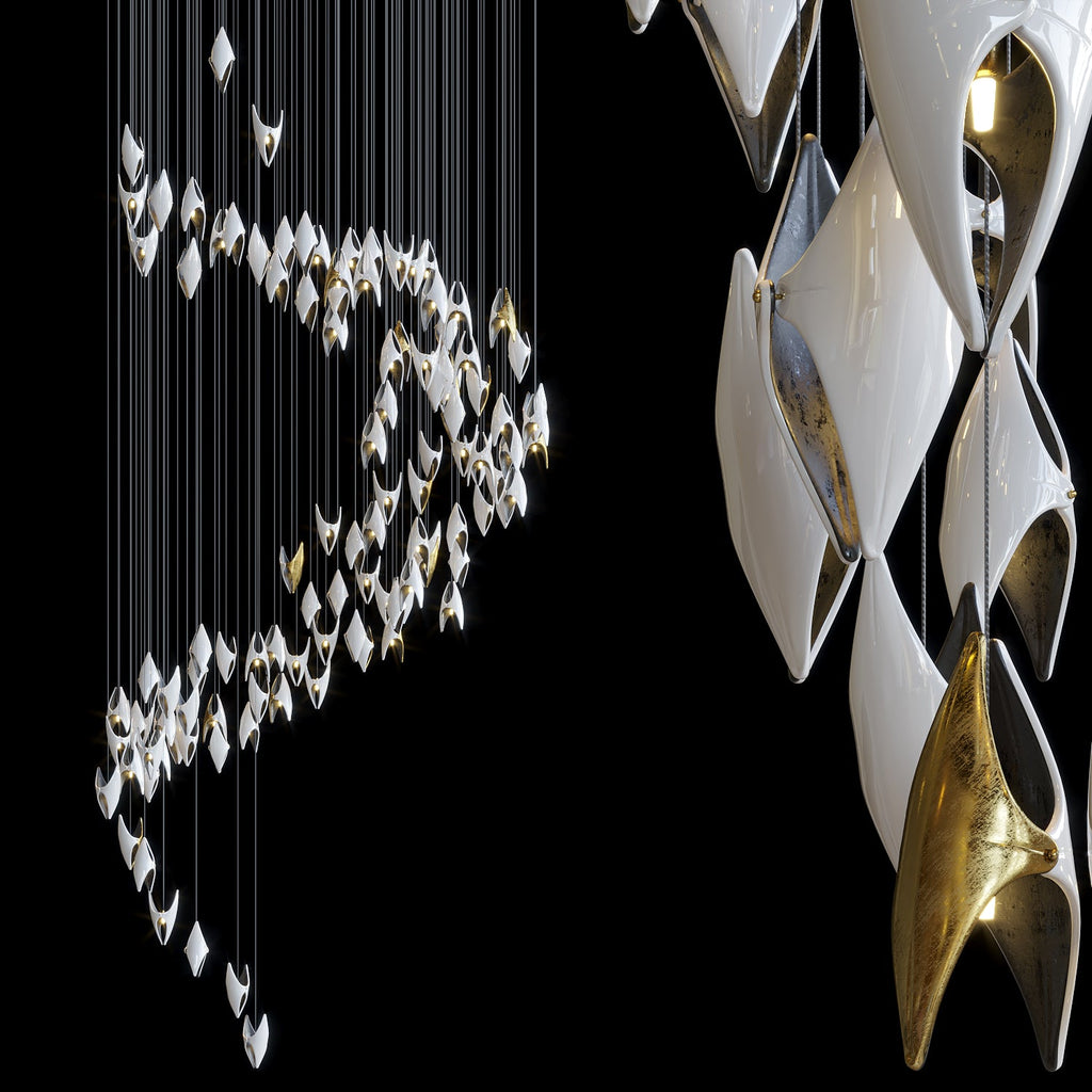 White Gold Diamond Cascade Chandelier