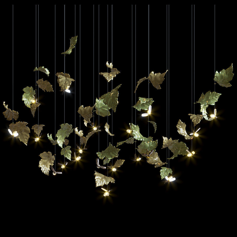 Smoke Amber Flame Rain Chandelier