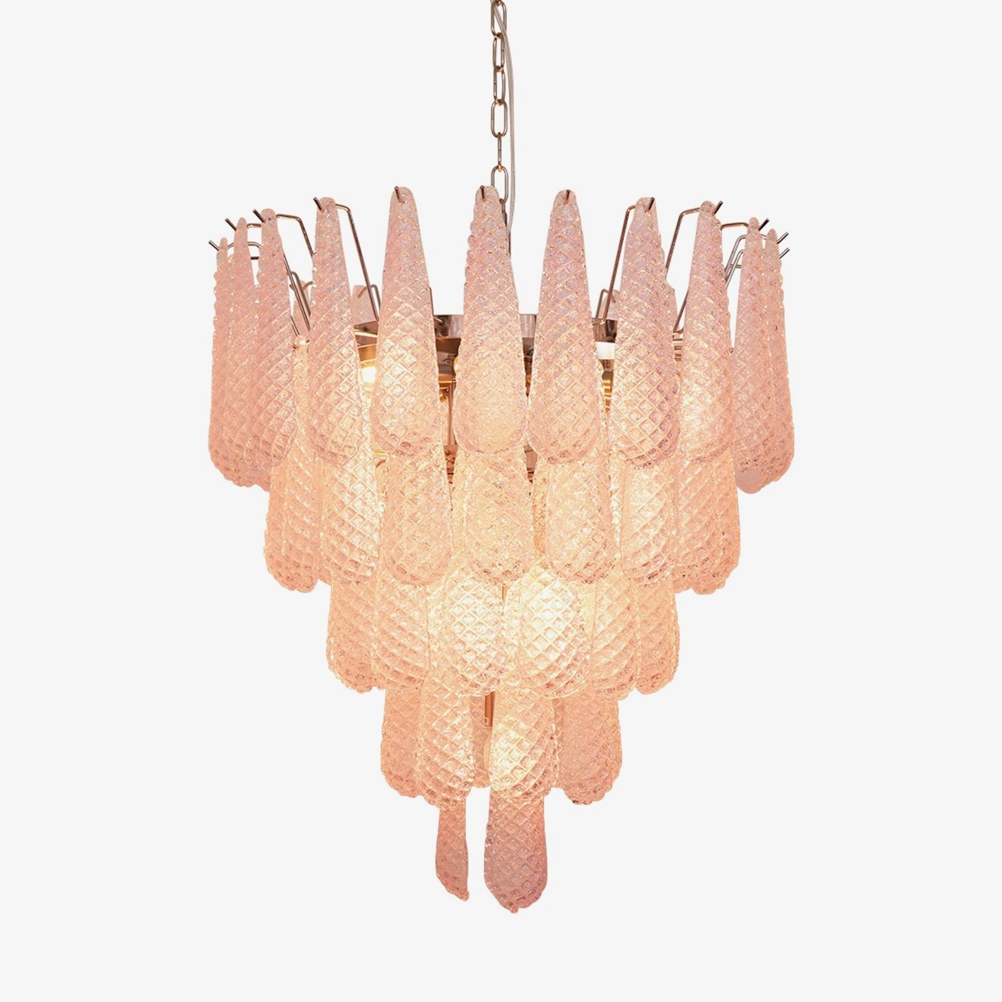 Modern Murano Pink Glass Dewdrop Chandelier by Bling Lighting Studio