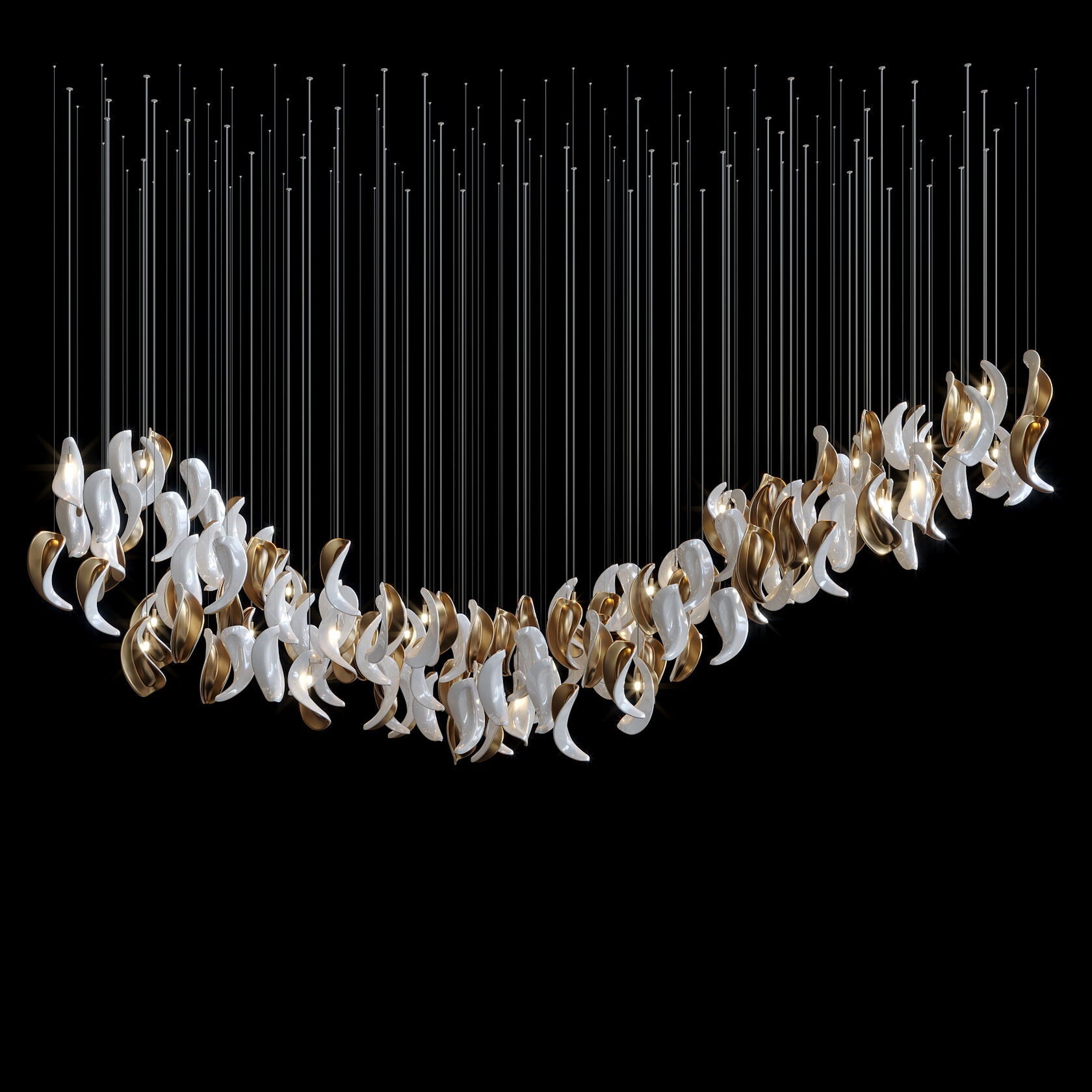 White Crescent Cascade Chandelier